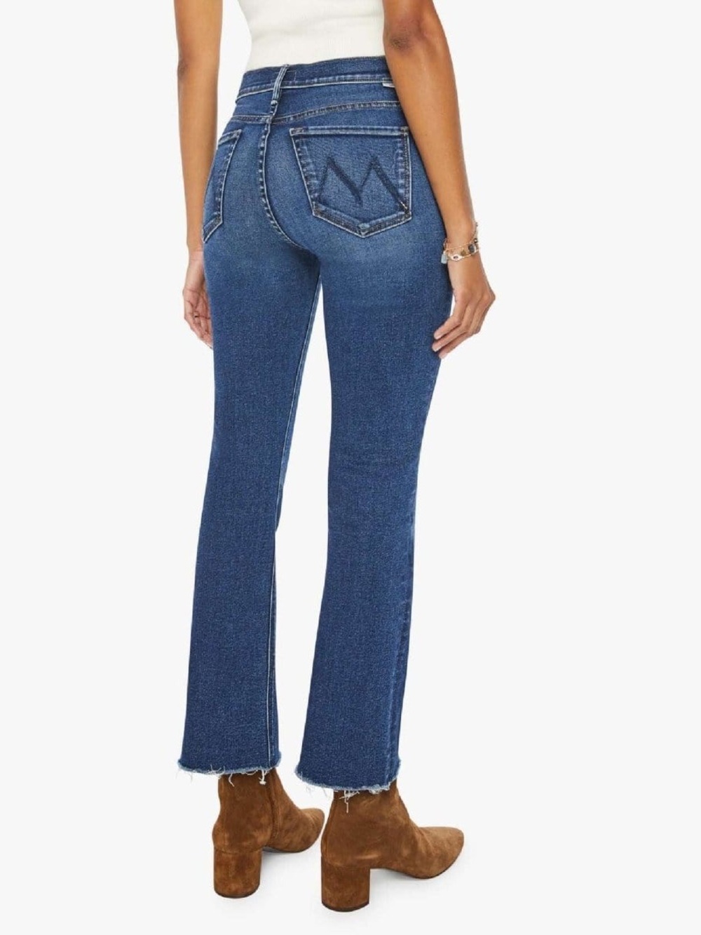 Mother Denim The Outsider Ankle Fray In Uncharted Waters Mid Rise Flare Size 24 - Picture 6 of 15